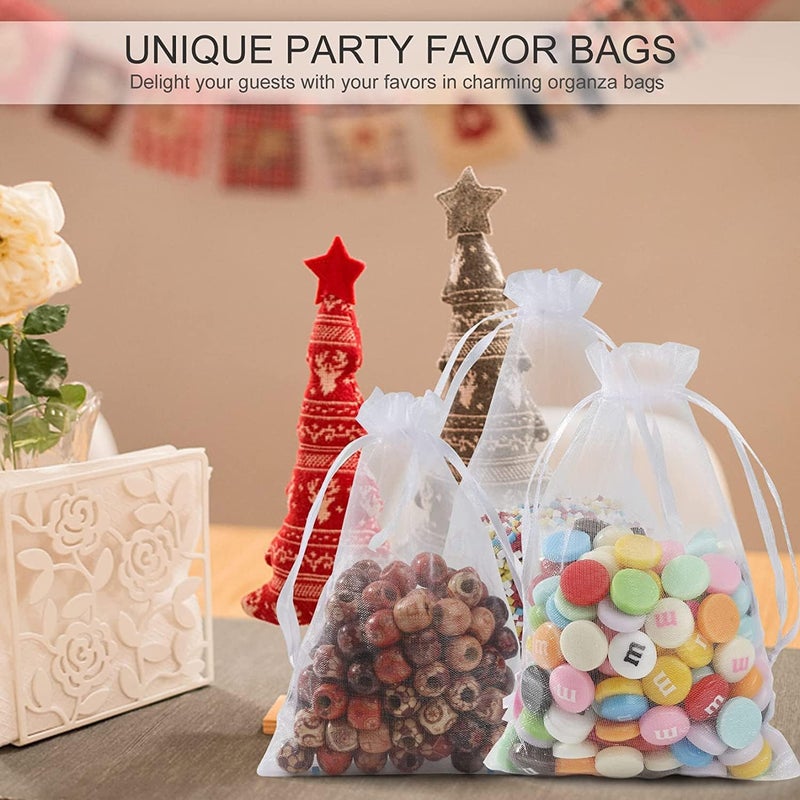 Bezall 50Pcs 5x7 Inch White Organza Bags with Drawstring, Sheer Jewelry Candy Pouch Christmas Wedding Party Favor Gift Bags - Image 5